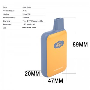 8000Puffs Disposable Pod Sky Magic 15ML Eliquid dengan Baterai 500mah